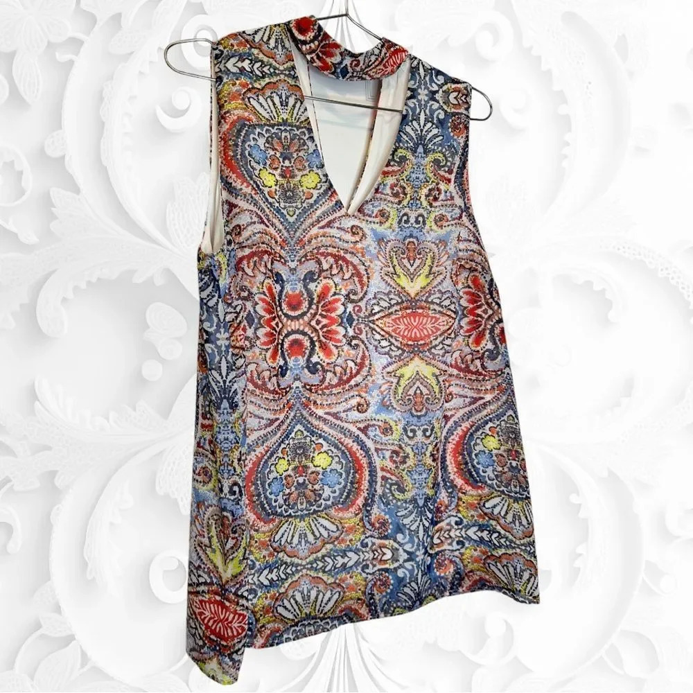AGB Sleeveless Multicolor Print Sleeveless Blouse size L
